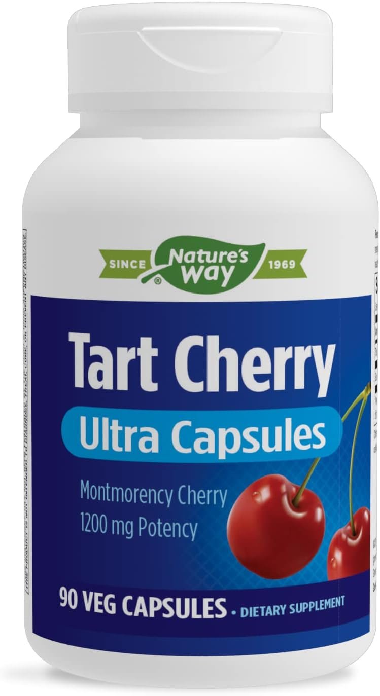 Natures Way Tart Cherry Ultra Capsules, Anthocyanin Supplement and Antioxidant Support*, 1,200 mg per serving, 90 Vegetarian Capsules