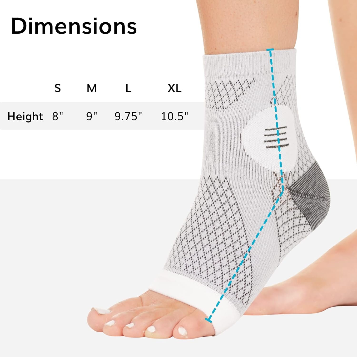 BraceAbility Neuropathy Socks - Peripheral Neuritis Compression Diabetic Toeless Foot Sleeves for Nerve Damage in Feet, Ankle Gout, Plantar Fasciitis Relief for Men and Women (L - Light Blue)