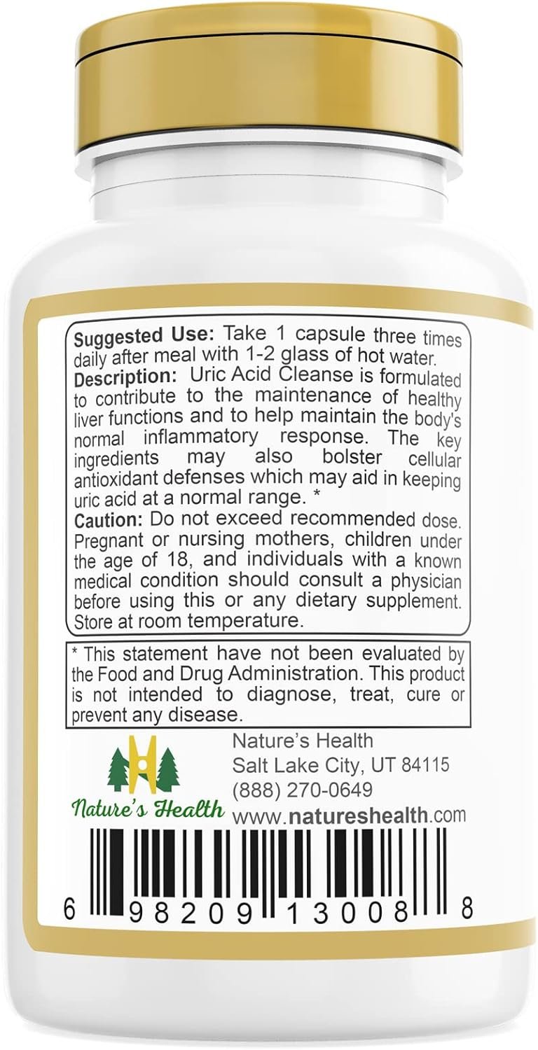 Natures Health Uric Acid Cleanse – Uric Acid Supplement – Support Joint Mobility  Comfort – 90 Vegetarian Capsules