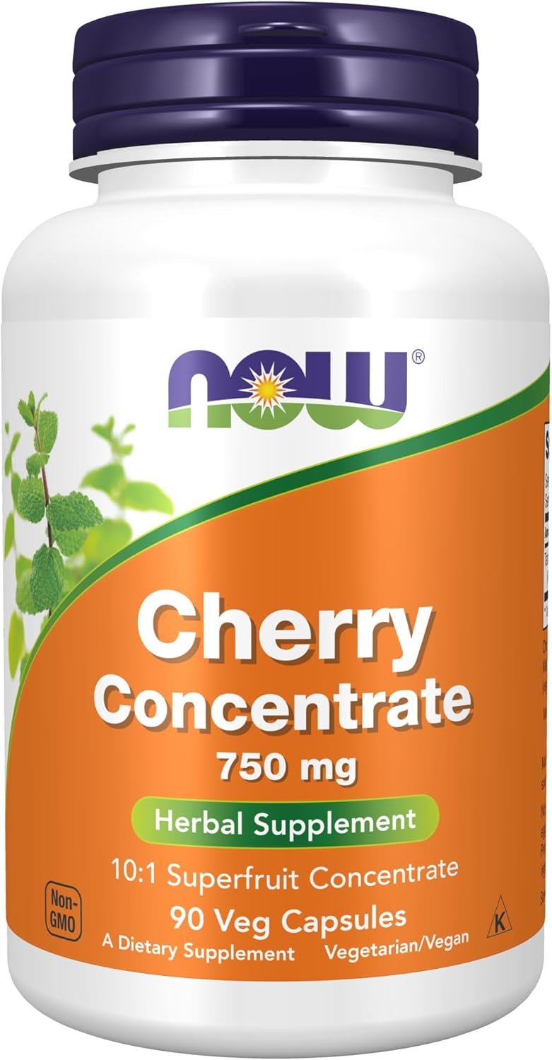 NOW Supplements, Cherry Concentrate (Prunus serotina)750 mg, 10:1 Fruit Concentrate, 180 Veg Capsules