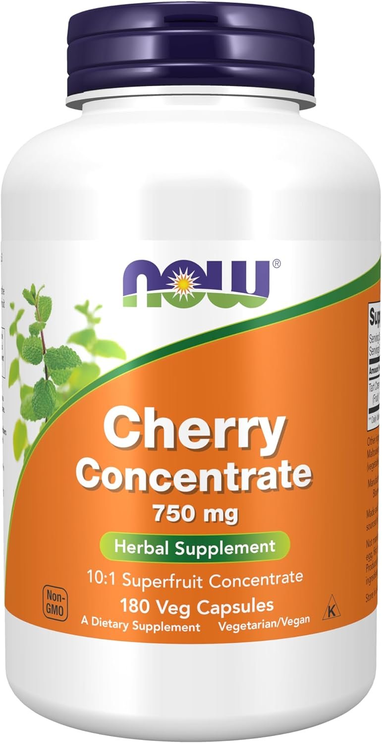 NOW Supplements, Cherry Concentrate (Prunus serotina)750 mg, 10:1 Fruit Concentrate, 180 Veg Capsules