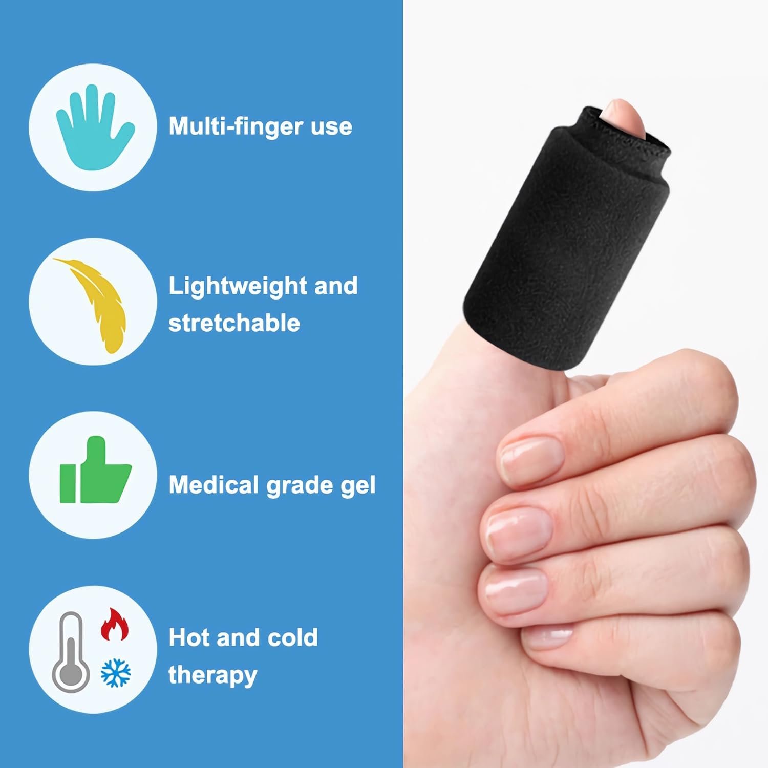 Finger Cold Packs - 4pcs Reusable Gel Ice Pack Cryotherapy Finger Ice Sleeve for Injuries, Arthritis, Tendonitis, Gout, and Sprains, Non-Toxic and Latex-Free