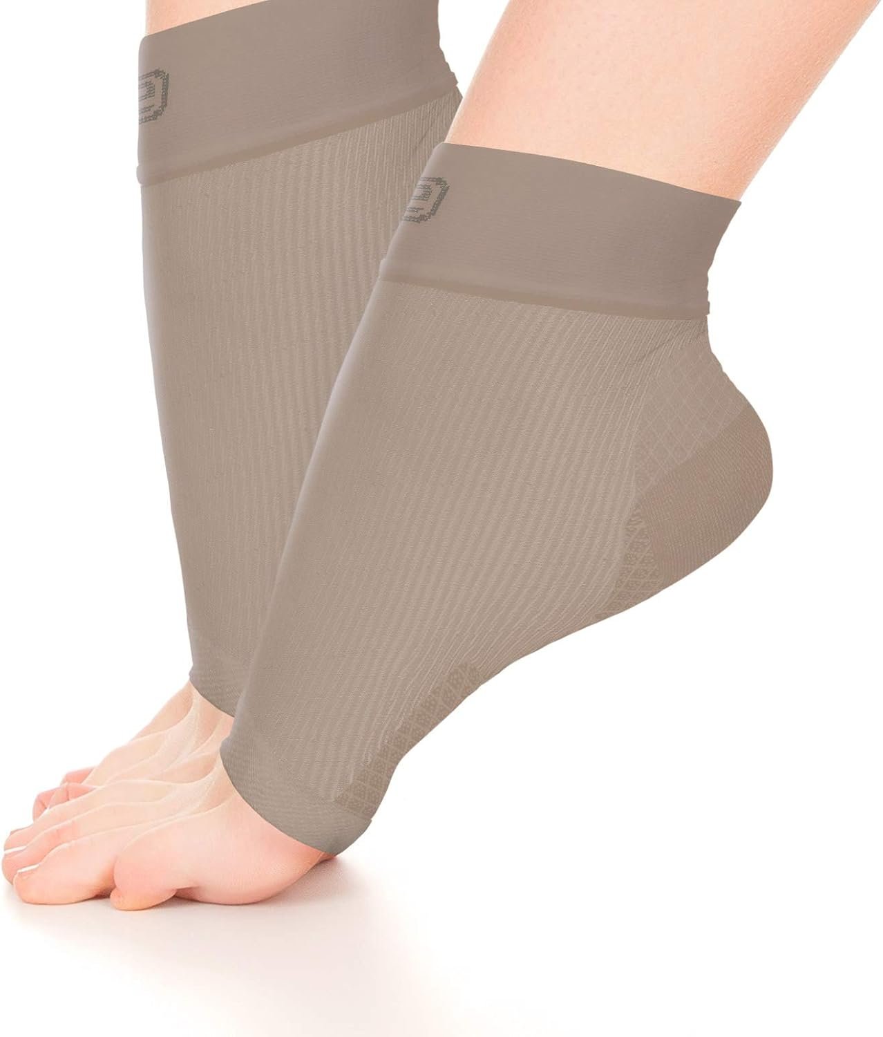 Go2 Arch Compression Support Sleeves for Ankle Heel Spur Relief, Gout, Neuropathy, Sports Injury, Men  Women Relief Socks (Solid Nude, Medium)