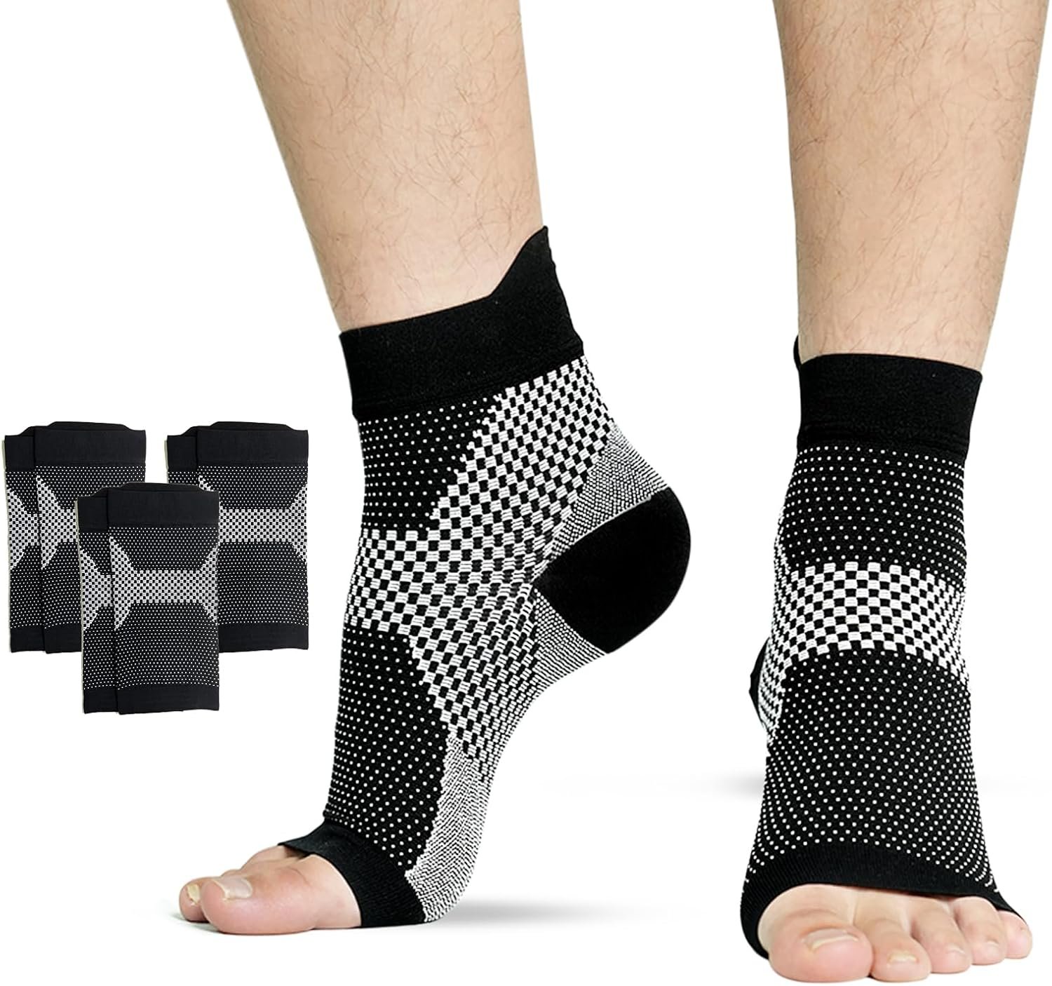 3Pairs Neuropathy Socks for Men Women, Toeless Compression Socks, Ankle Compression Support Sleeve, for Ankle Gout, Nerve Damage Pain, Plantar Fasciitis