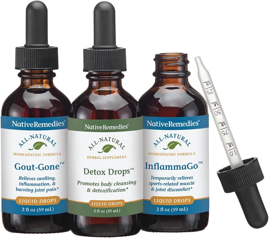 Native Remedies Gout-Gone; InflammaGo and Detox Drops UltraPack