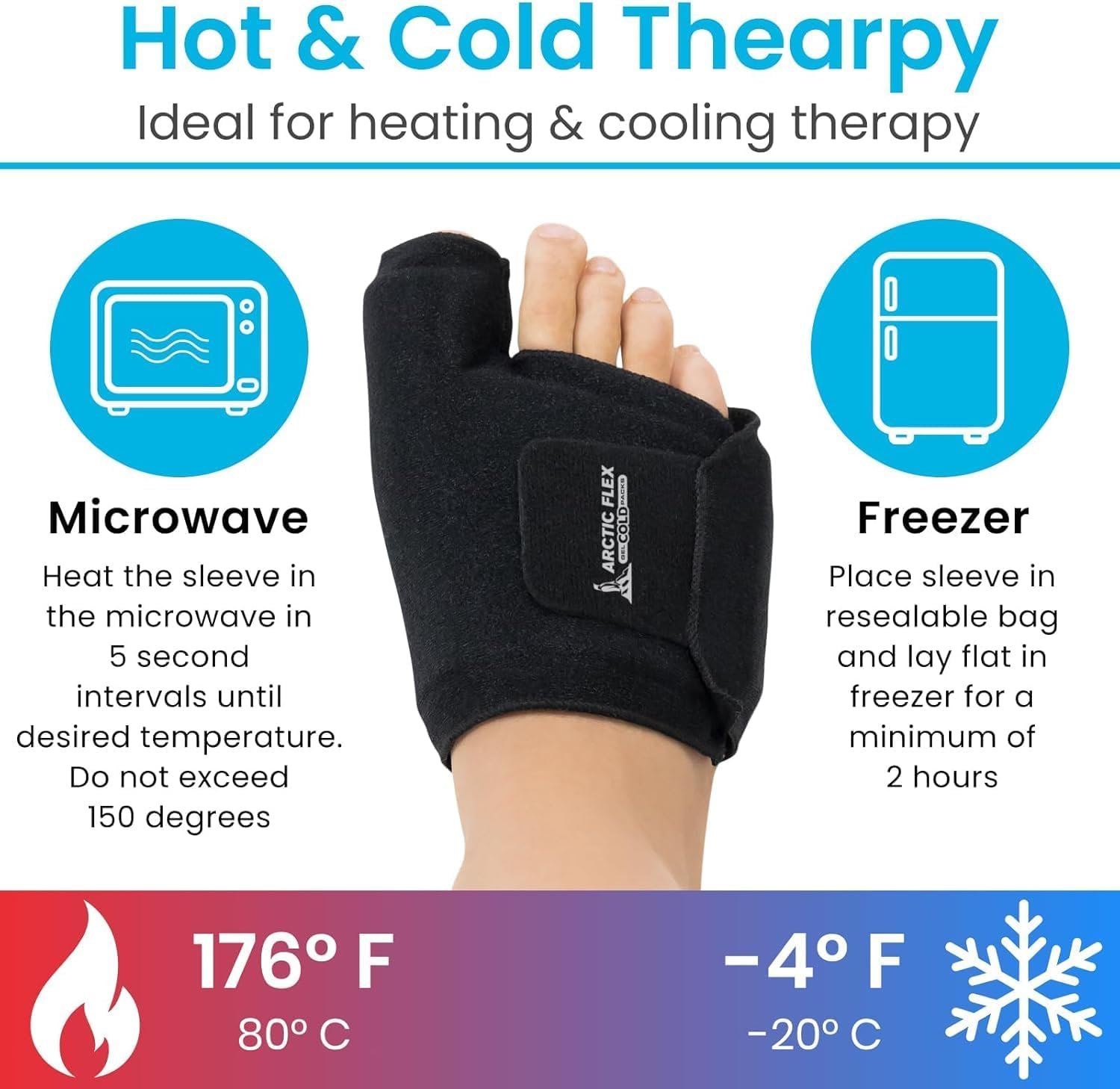Arctic Flex Foot Ice Pack (Pair) Toe Wrap for Bunion, Plantar Fasciitis, Hallux Valgus, Gout, Swelling Injuries - Cold Heat Gel Therapy for Joint Pain Relief Feet Recovery - Reusable Compression Arctic Flex Foot Ice Pack (Pair) Toe Wrap for Bunion, Plantar Fasciitis, Hallux Valgus, Gout, Swelling Injuries - Cold Heat Gel Therapy for Joint Pain Relief Feet Recovery - Reusable Compression