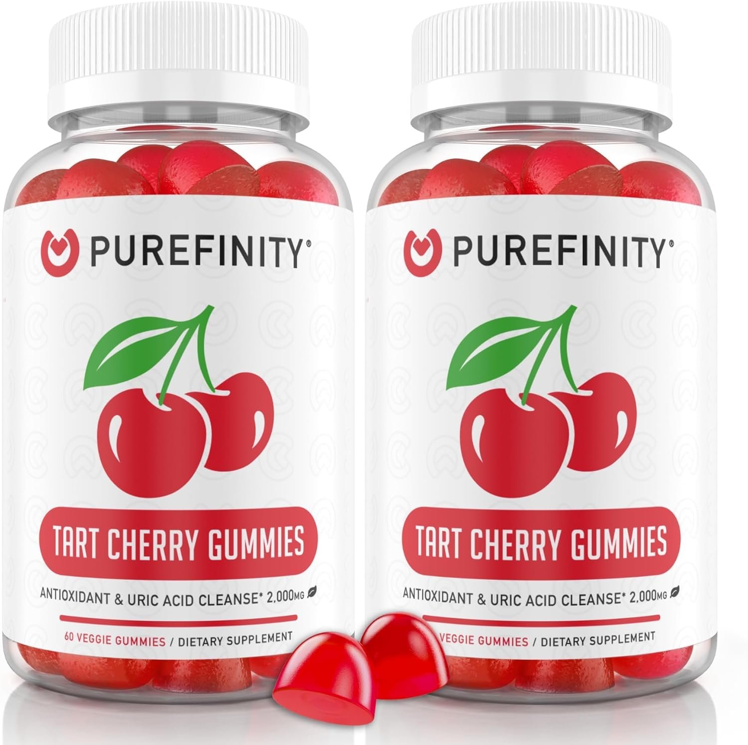 PUREFINITY Tart Cherry Gummies – Uric Acid Flush for Joint Relief  Recovery, Raw Juice Extract Antioxidant – Non-GMO, Gluten Free, Vegan, 60 Count