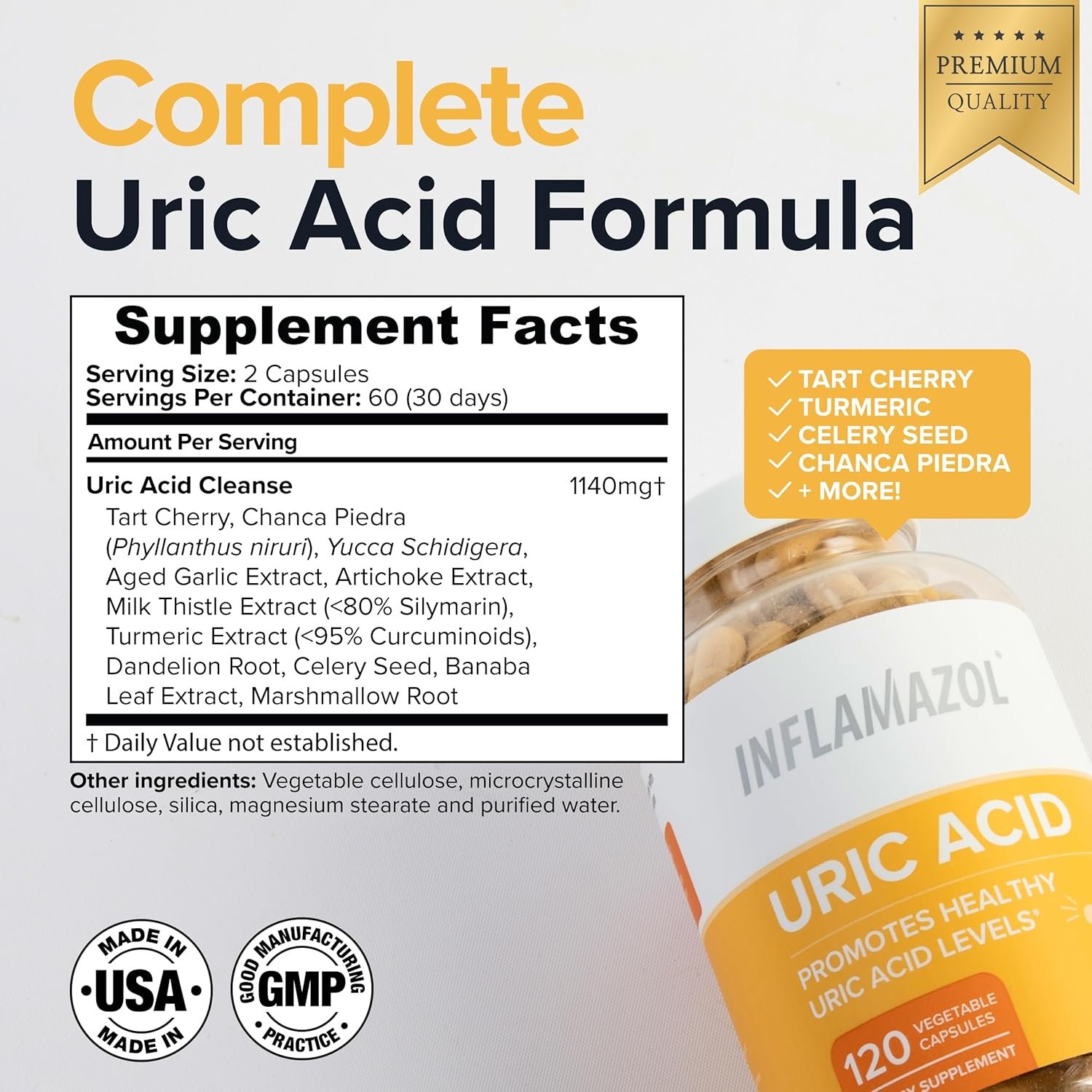 Uric Acid Cleanse – Premium Uric Acid Flush with Tart Cherry, Turmeric  Celery Seed for Joint  Uric Acid Support – Joint Supplements for Men  Women – 120 Capsules