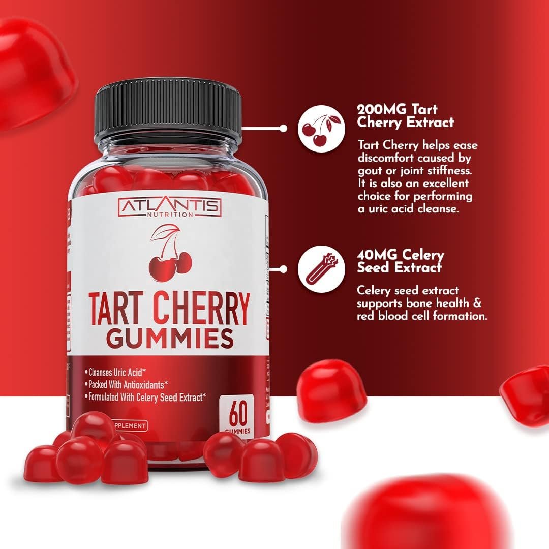 Atlantis Nutrition 60 Tart Cherry Gummies + 60 Supergreens Gummies.