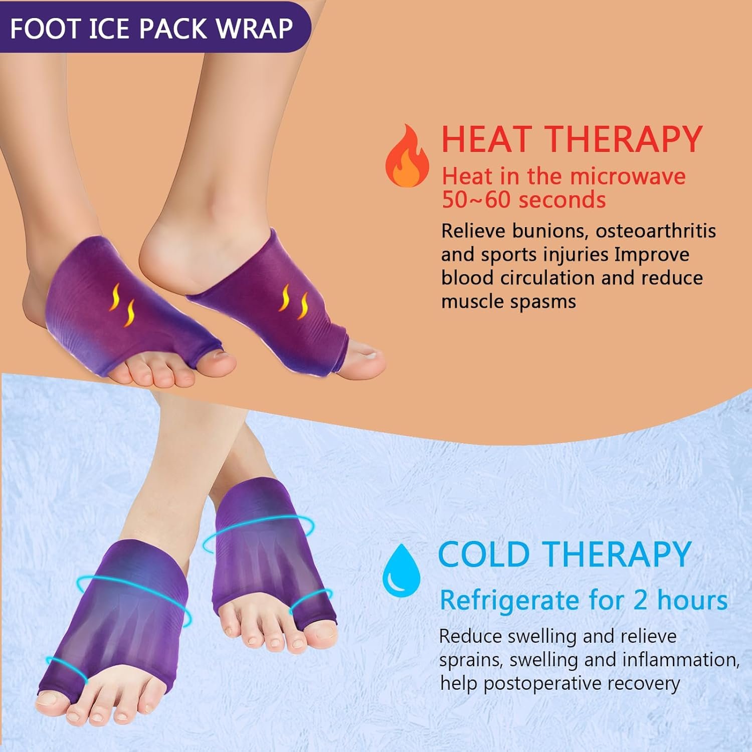 Foot Ice Packs Big Toe for Bunion Relief Gout Pain Relief, Reusable Hot  Cold Therapies Toe Ice Pack for Swelling, Sprained, Sport Injuries, Fasciitis, Post-Surgery Recovery