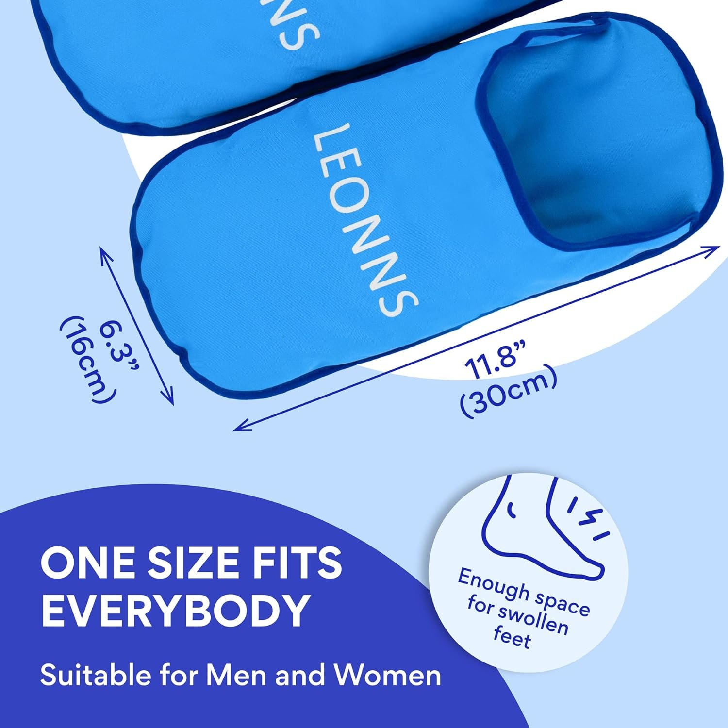 Gel Ice Pack Slippers - Provides Hot and Cold Therapy for Foot Pain, Neuropathy Pain Relief for Feet, Gout Relief, Swollen Feet, Plantar Fasciitis and Heel Spurs- One Size Fits Most (Blue)