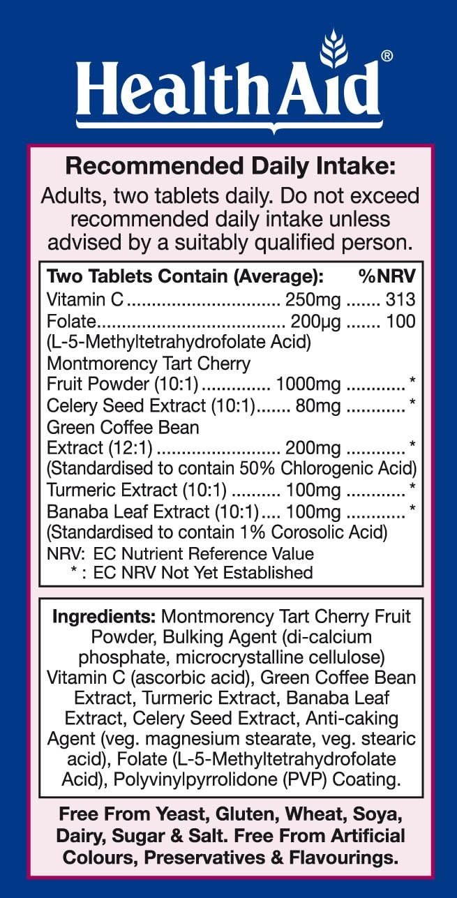 HealthAid Uriprinol® 60 Tablets – Twice‑Daily Antioxidant Uric Acid Cleanse with Montmorency Cherry, Celery Seed, Turmeric  Banaba Leaf – Vegan, Non‑GMO