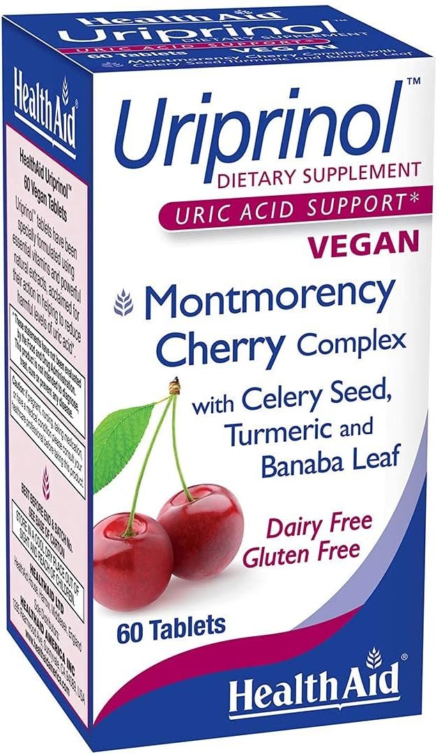 HealthAid Uriprinol® 60 Tablets – Twice‑Daily Antioxidant Uric Acid Cleanse with Montmorency Cherry, Celery Seed, Turmeric  Banaba Leaf – Vegan, Non‑GMO