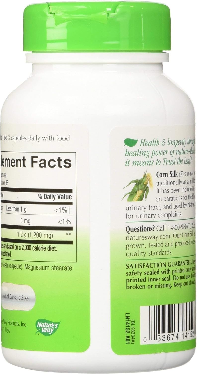 Natures Way Premium Herbal Corn Silk 1,200 mg, 100 Vegetarian Capsules, Pack of 3