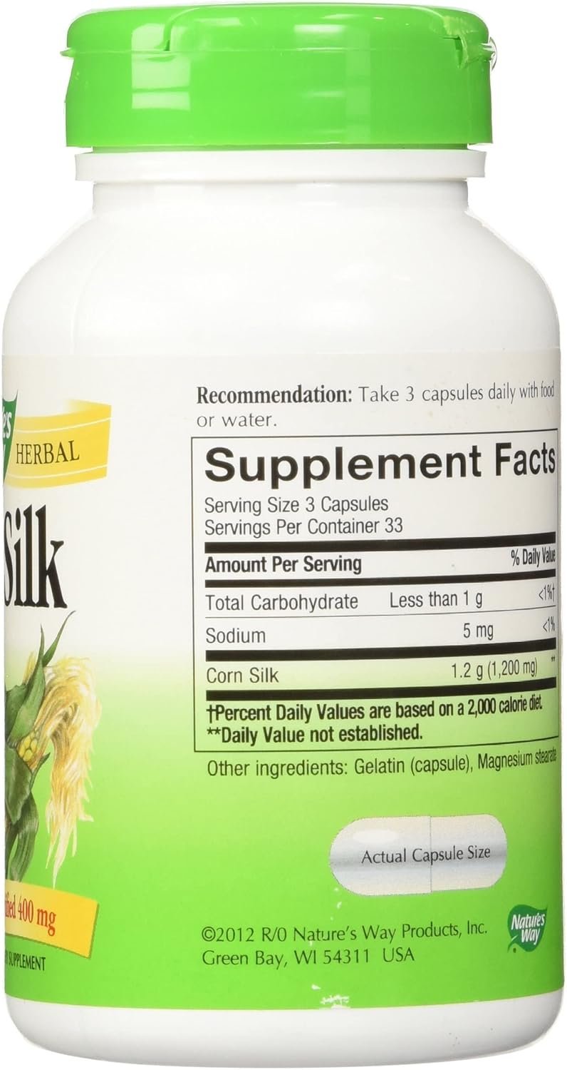 Natures Way Premium Herbal Corn Silk 1,200 mg, 100 Vegetarian Capsules, Pack of 3