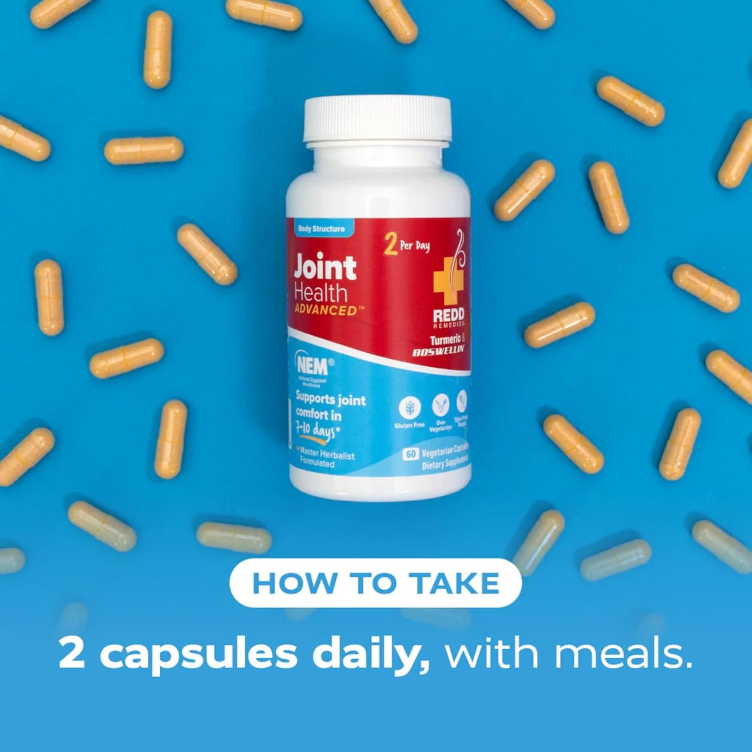 Redd Remedies, Joint Health Advanced, Helps Strengthen Connective Tissue and Cartilage, Fast-Acting Comfort with Boswellia Serrata and Turmeric, 120 Vegetarian Capsules