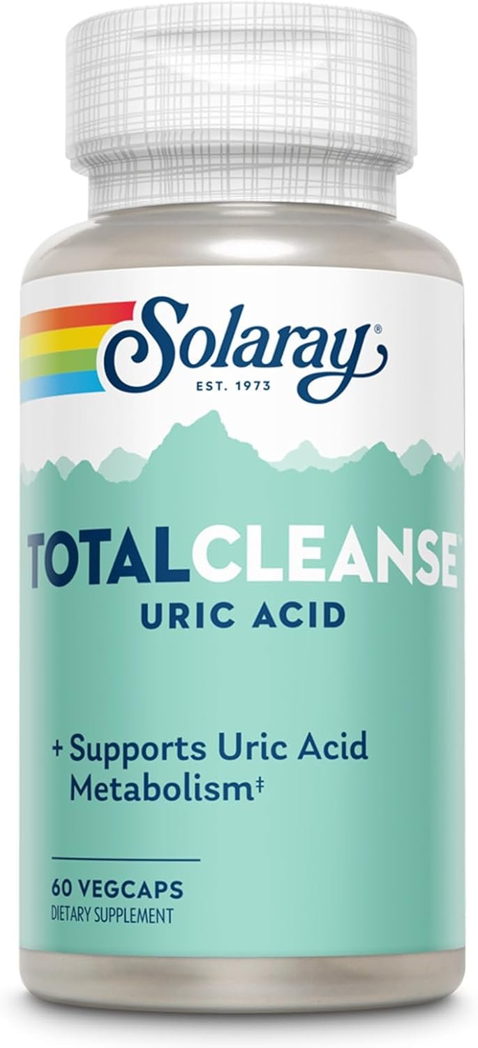 Solaray Total Cleanse Uric Acid - Joint Health Supplement - Powerful Joint Support and Uric Acid Cleanse with Tart Cherry Extract, Celery Seed, Turmeric Extract - 60-Day Guarantee, 30 Serv, 60 VegCaps