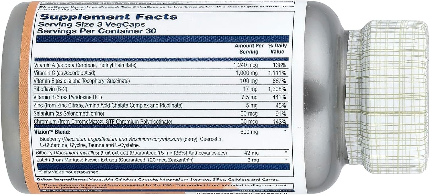 SOLARAY Vizion, Veg Cap (Btl-Plastic) 42mg | 90ct
