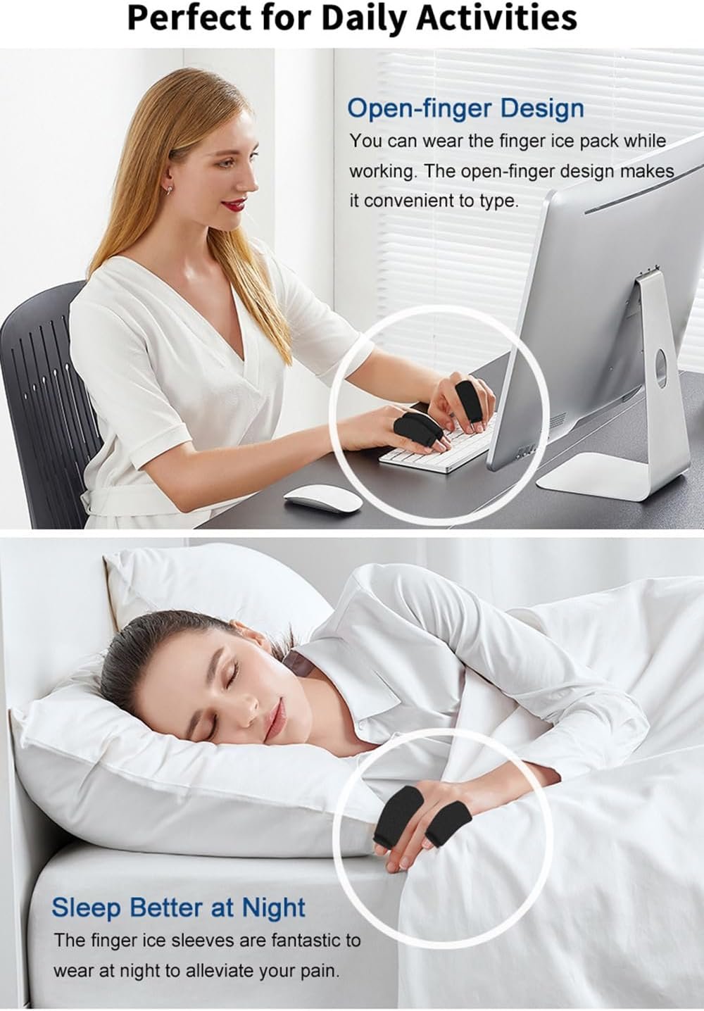 ThreeH Finger Gel Ice Pack 3 Finger Ice Sleeves Lasting Cold Compress Cold Packs for Injuries Arthritis Tendonitis Gout Tendinitis Sprains,Purple