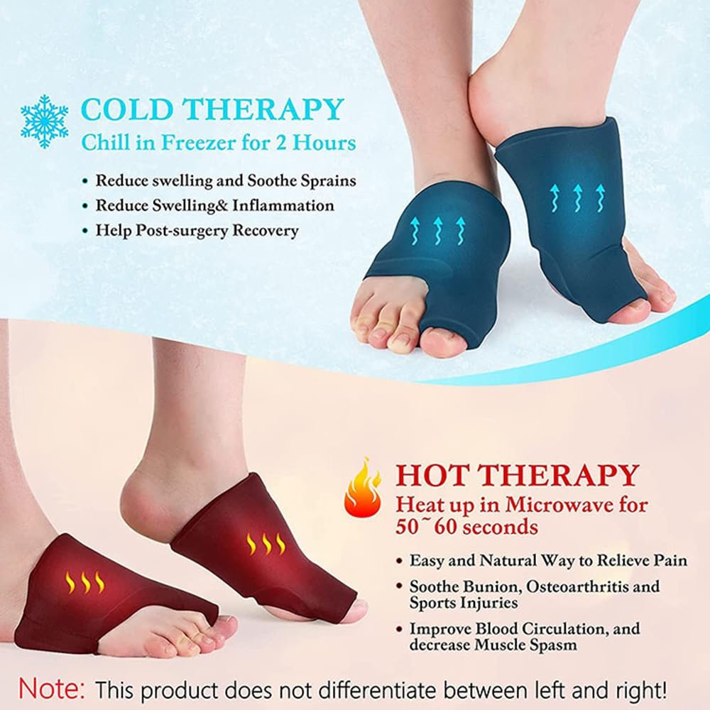 ThreeH Forefoot Ice Packs for Relief Pain Reusable Cold and Hot Therapy Foot Gel Packs for Bunions Relief Swelling Plantar Fasciitis Sprained Bruises Flat Feet and Sport Injuries