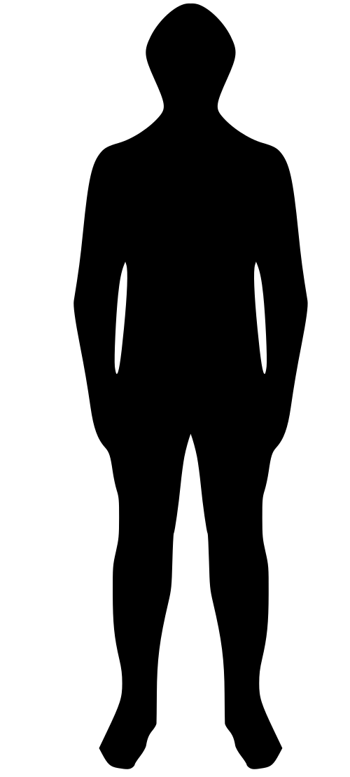 Front body outline for marking gout tophi